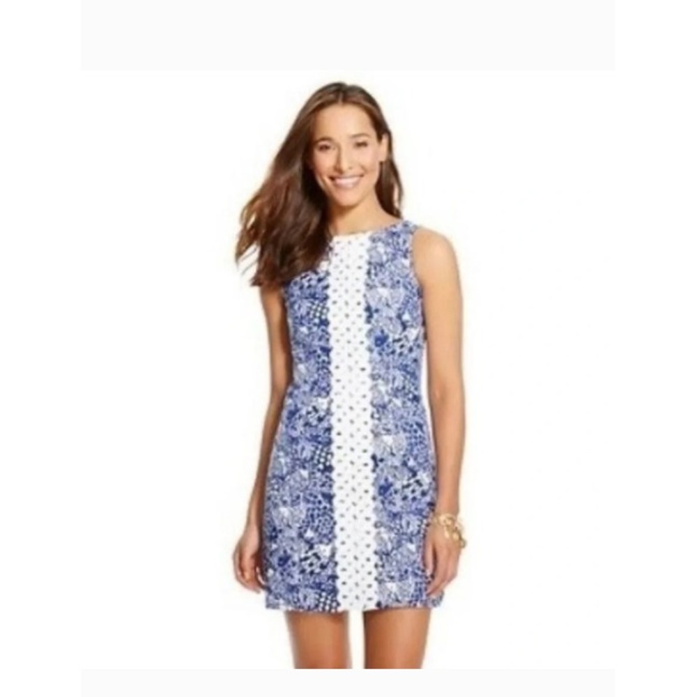 Lilly Pulitzer x Target Upstream Fish Dress 6 Blue Crochet Coastal Preppy